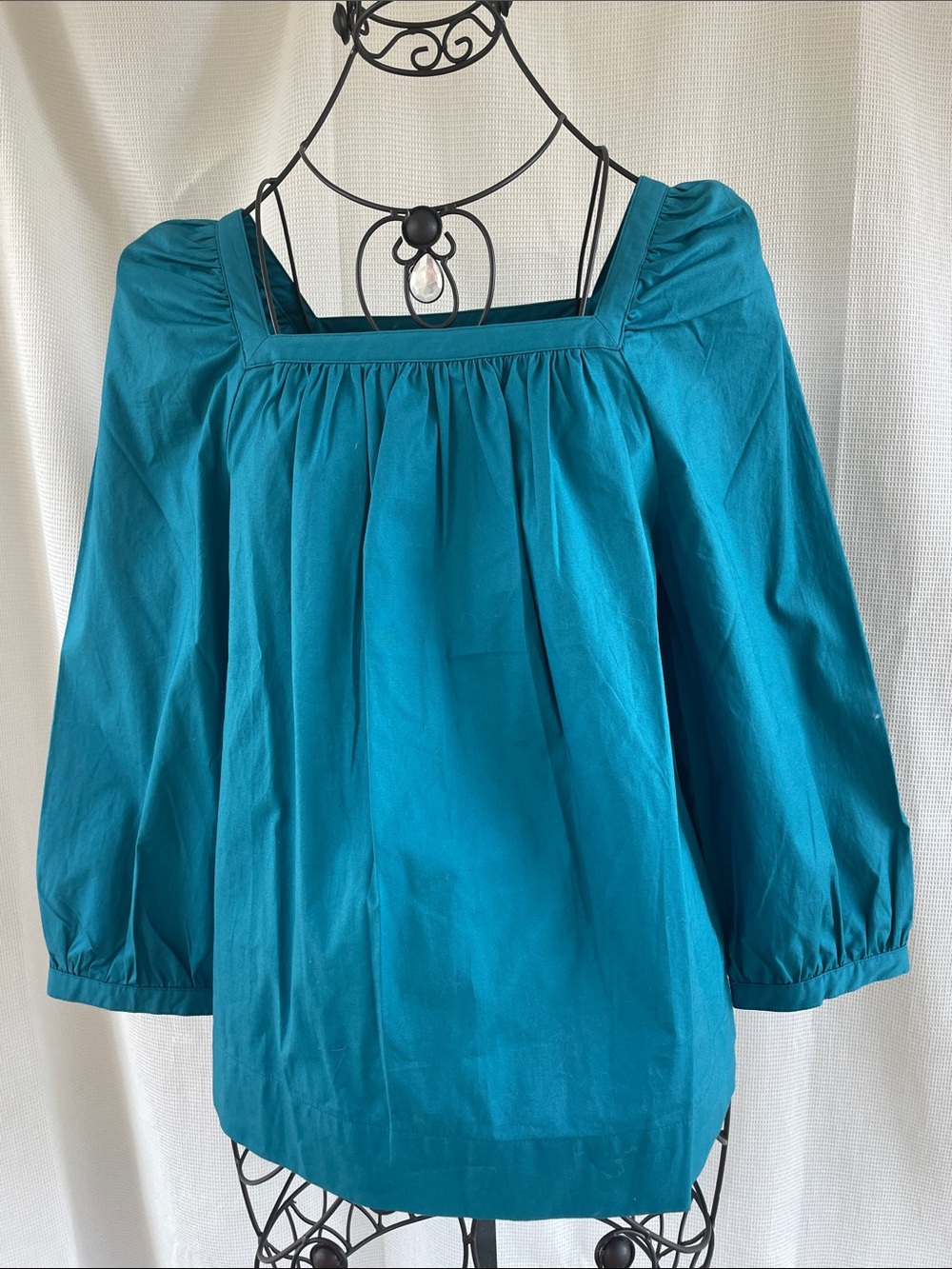 J. Crew Teal Square Neck Blouse